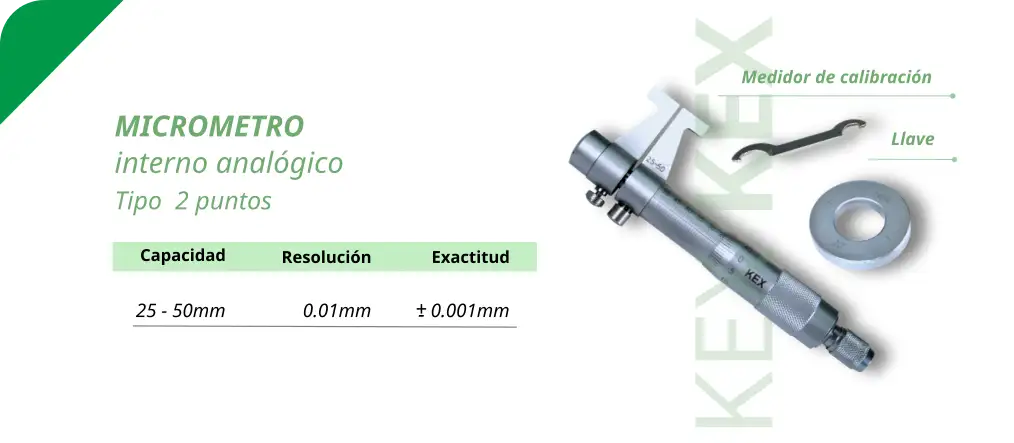 Micromentro interno analogico tipo dos puntos